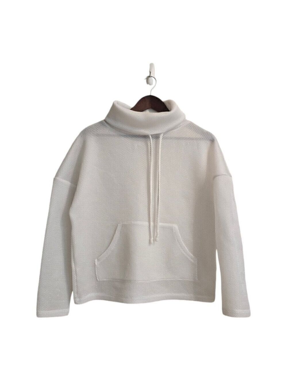 Zara Sport Athleticz Collection White Mesh Funnel Neck Pullover Sz S